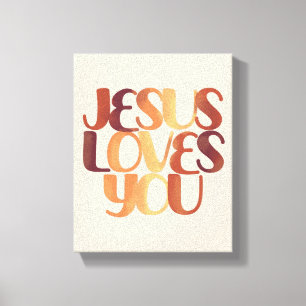Impressão Em Tela Jesus Ama o Design de Tipografia Cristã 