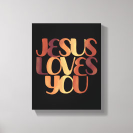 Impressão Em Tela Jesus Ama o Design de Tipografia Cristã