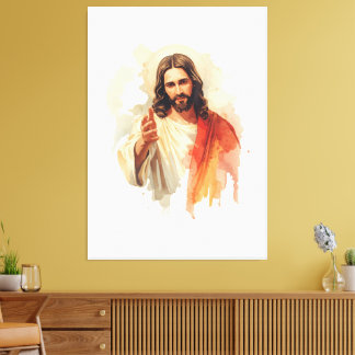 Impressão Em Tela Jesus christ Extending Hands Water color painting