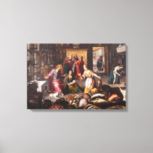 Impressão Em Tela Jesus Cristo com Martha e Mary - Joos Goemaere
