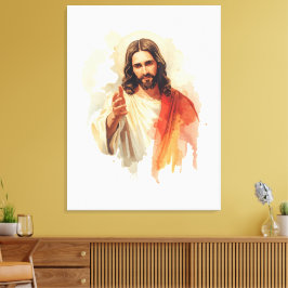 Impressão Em Tela Jesus Cristo Estendendo as Mãos Pintura aquarela