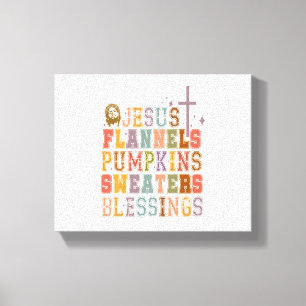 Impressão Em Tela Jesus Flannels Pumpkins Sweater Bênçãos