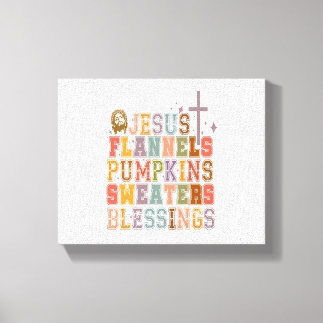 Impressão Em Tela Jesus Flannels Pumpkins Sweater Bênçãos (Frente)