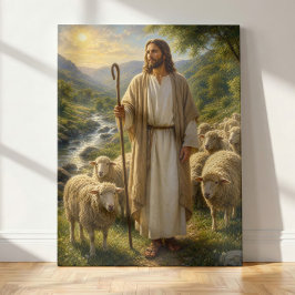 Impressão Em Tela Jesus o Bom Pastor em Golden Valley
