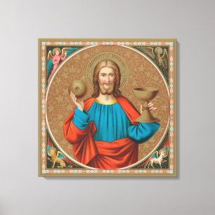 Impressão Em Tela Jesus Segurando a Eucaristia (SNV 050)