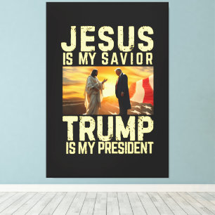 Impressão Em Tela Jesus Trump - Jesus É Meu Senhor Salvador