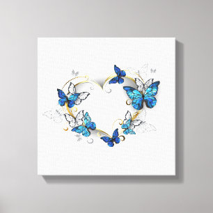 Impressão Em Tela Jewelry Heart with Butterflies Morpho