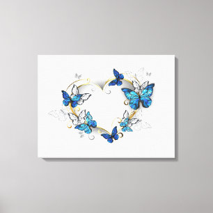Impressão Em Tela Jewelry Heart with Butterflies Morpho