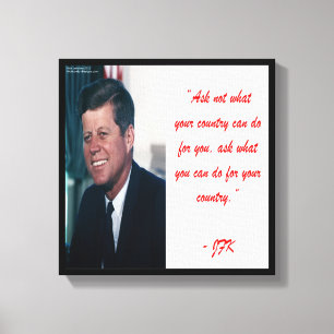 Impressão em Tela JFK & Citação 'Pergunte Não'