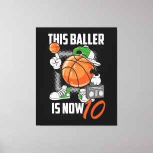 Impressão Em Tela Jogador De Basquete De 10 Anos Funny De 10 Anos
