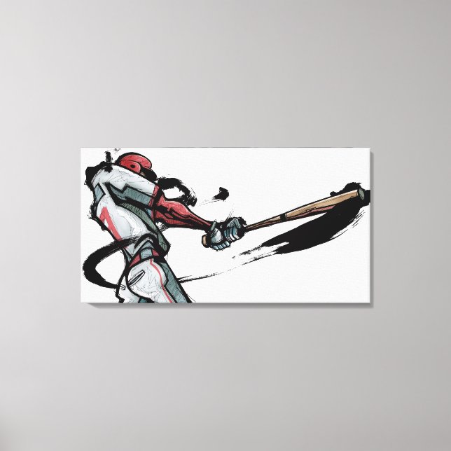 Impressão Em Tela Jogador de beisebol balançando bastão, vista later (Frente)