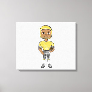 Impressão Em Tela jogador de futebol retrô vintage preto amarelo sim