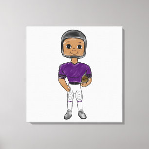 Impressão Em Tela jogador de futebol retrô vintage roxo preto simple