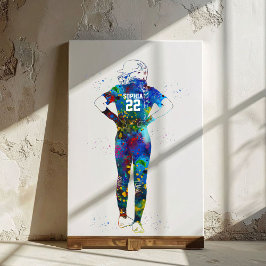 Impressão Em Tela Jogadora de Softbol Feminino