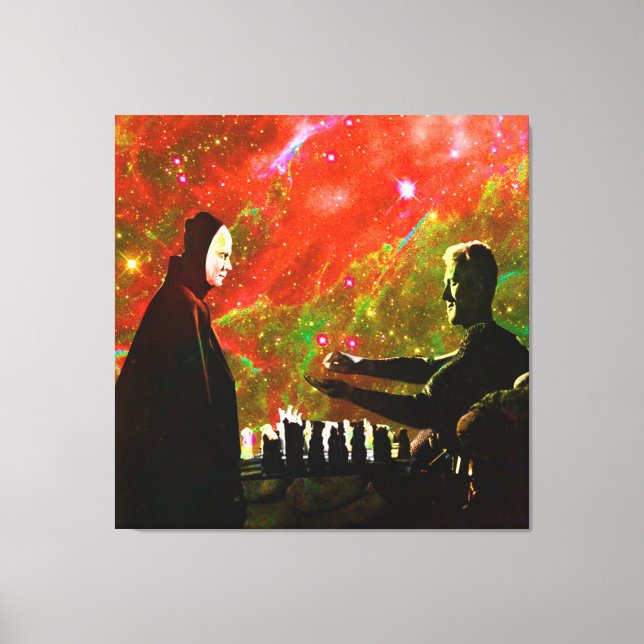 Impressão Em Tela Jogando xadrez com a morte (Frente)