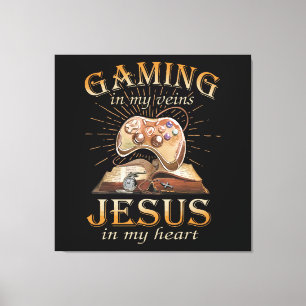 Impressão Em Tela Jogos em Minhas Veias Jesus no Meu Coração