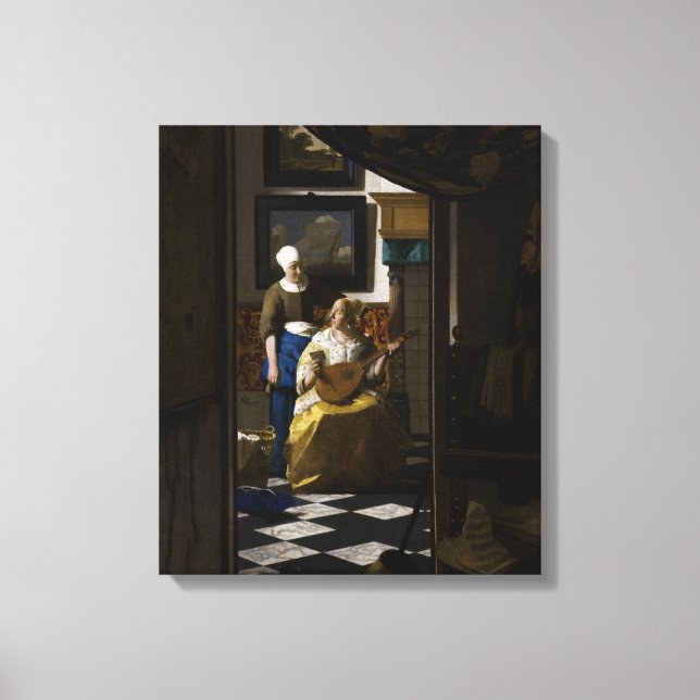Impressão Em Tela Johannes Vermeer - A Carta do Amor (Frente)