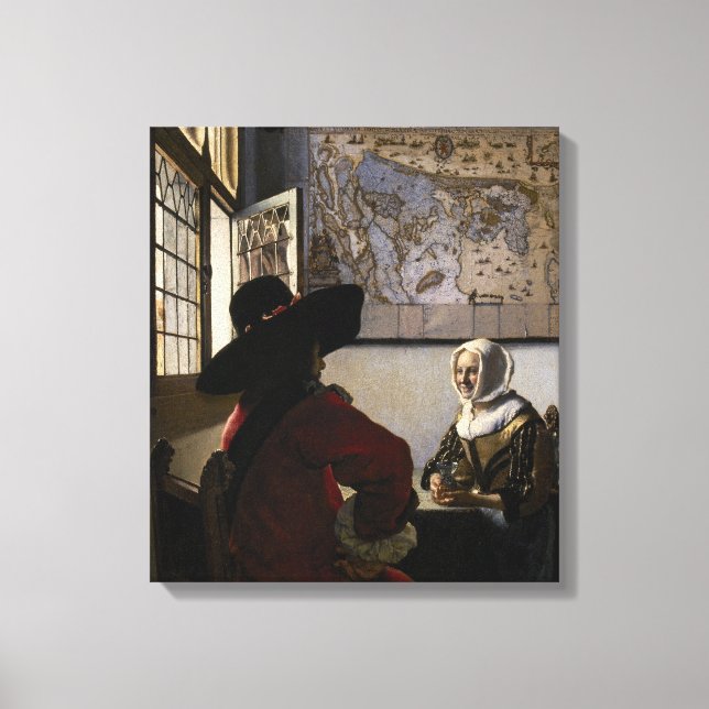 Impressão Em Tela Johannes Vermeer - Oficial com uma Garota Rindo (Frente)