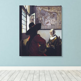 Impressão Em Tela Johannes Vermeer, Oficial E Garota Rindo