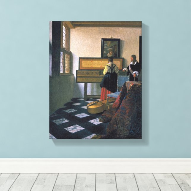 Impressão Em Tela Johannes Vermeer, van Delft, A lição de música (Insitu(piso de madeira))