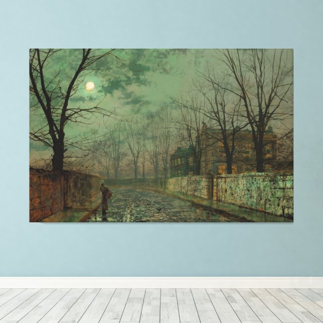 Impressão Em Tela John Atkinson Grimshaw - Sob a Lua Prateada (Insitu(piso de madeira))