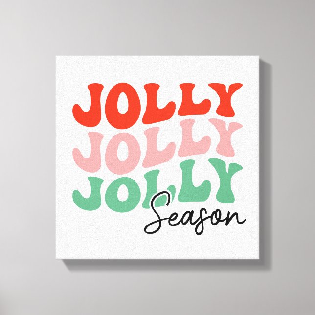 Impressão Em Tela Jolly Jolly Jolly Season Retro Holiday Typografia (Frente)