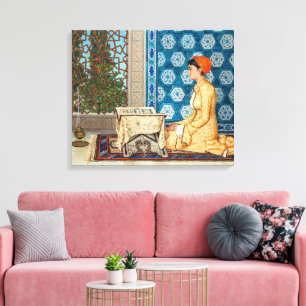 Impressão Em Tela Jovem Mulher Lendo Osman Hamdi Bey