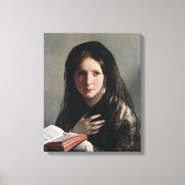 Impressão Em Tela Jovem Mulher Perdida nos Sonhos (Lendo um Livro)