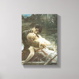 Impressão Em Tela Jovens Casais no Amor (Beijo num Barco) Vintage