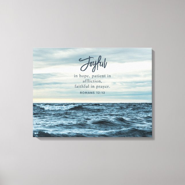 Impressão Em Tela Joyful In Hope Christian Inspirational Ocean (Frente)