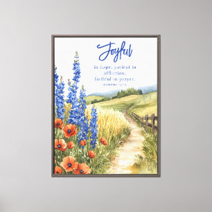 Impressão Em Tela Joyful in Hope Landscape Bíblia Verse