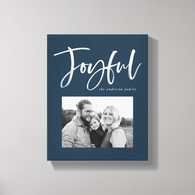Impressão Em Tela Joyful Script | Azul Marinho (Frente)