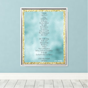 Impressão Em Tela Joy's Birth Poem Mint Glitter Dourado
