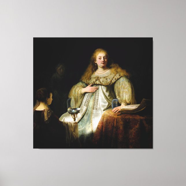 Impressão Em Tela Judith no banquete de Holofernes por Rembrandt (Frente)