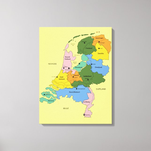 Impressão Em Tela Kaart van Nederland (Frente)