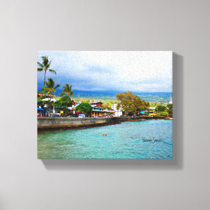 Impressão Em Tela Kailua Kona Pier Hawaii - Pintor a óleo Arte Digit