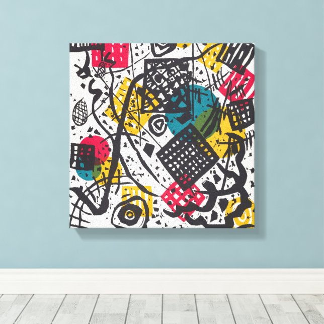 Impressão Em Tela Kandinsky Antigo Kleine Welten V Bauhaus Abstrato (Insitu(piso de madeira))