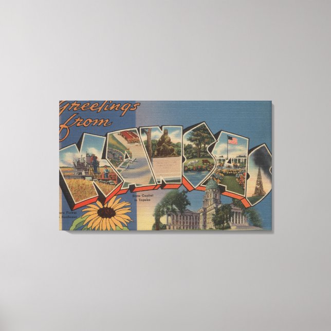 Impressão Em Tela Kansas (Capital Estatal/Flor) (Frente)