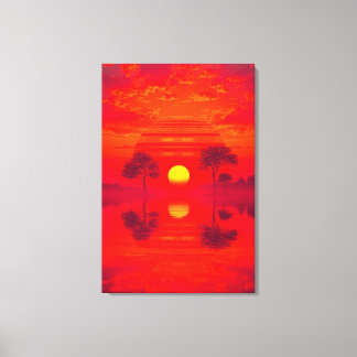 Impressão Em Tela Karmesinrote Spiegelung - Sonnenuntergang über See