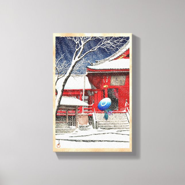 Impressão Em Tela Kawase Hasui Snow em Ueno Kiyomizudo hanga art (Frente)