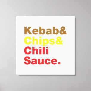 Impressão Em Tela Kebab e Chips e Molho Chili.