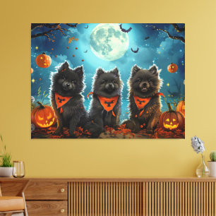 Impressão Em Tela Keeshond Halloween Spooky