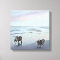 Keeshonds na Arte de Cão de Pintura em Seashore