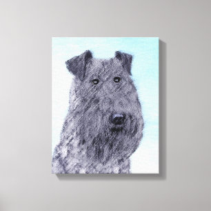 Impressão Em Tela Kerry Blue Terrier pintando uma pintura cãozinha o