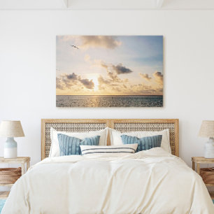 Impressão Em Tela Key West Ouro Sunset com Bird Flying