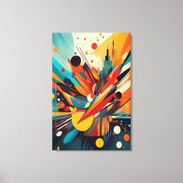 Impressão Em Tela Kinetic Bloom: Explosive Modern Geometric Abstract (Frente)