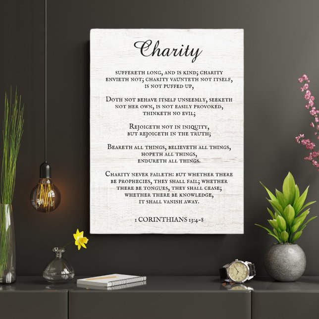 Impressão Em Tela King James Bíblia Verse 1 Corinthians 13 Rustic (Criador carregado)