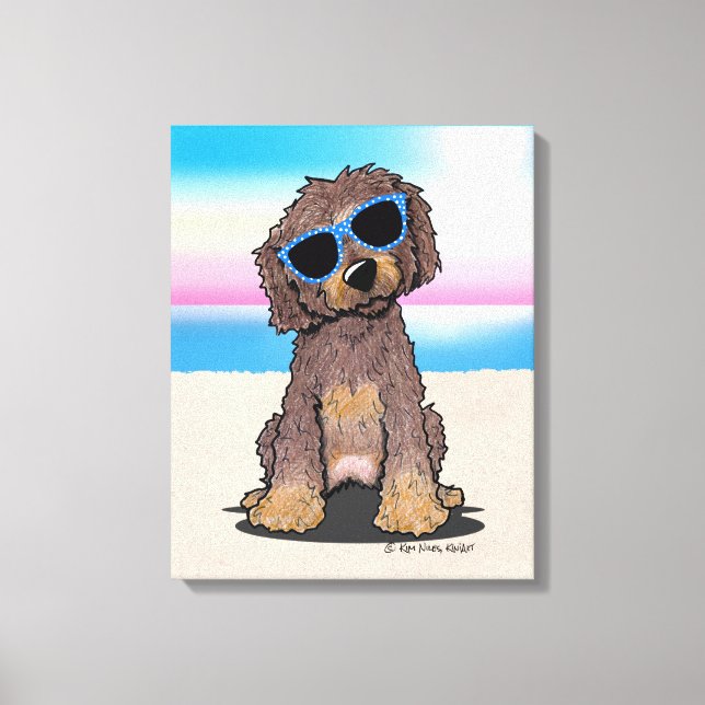 Impressão Em Tela KiniArt Chocolate Doodle Beach (Frente)