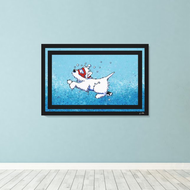 Impressão Em Tela KiniArt Westie Diver (Insitu(piso de madeira))