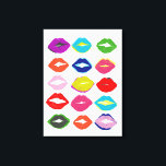 Impressão Em Tela Kiss Kiss<br><div class="desc">Beija Beija II por June Erica Vess. Apresenta lábios em várias cores e formas. | 140996GG</div>